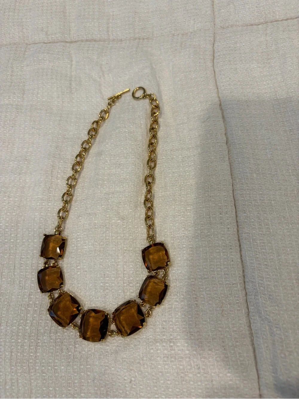 Gold Chain Necklace with Amber Gemstones